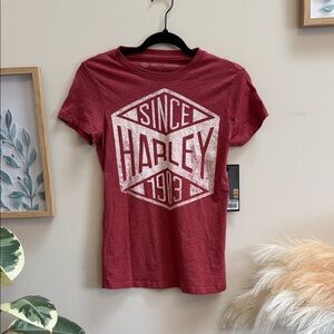 Harley-Davidson Women's Maroon Graphic Tee with White Logo
